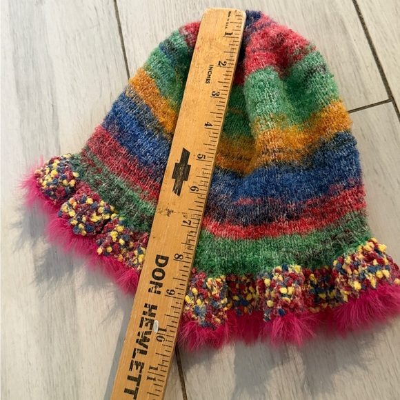 Lady Ruffle Knitted Bucket Hat Fishing Cap Winter Warm Faux Fur Trim Retro Soft - Picture 6 of 7